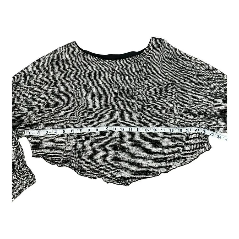 Free People Black & White Boat Neck Tight Knit Long Sleeve Cropped Sweater Small